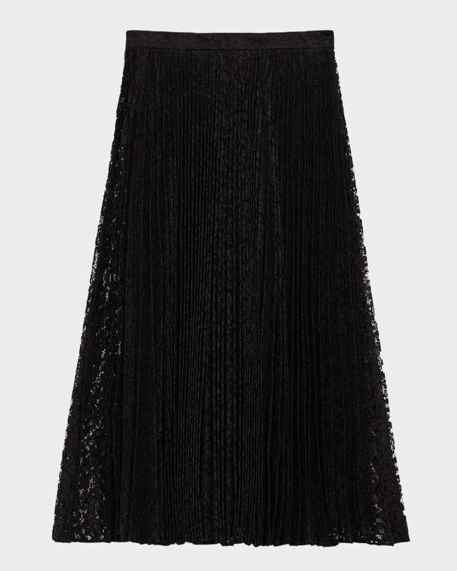 Leopard Lace Sunburst Midi Skirt